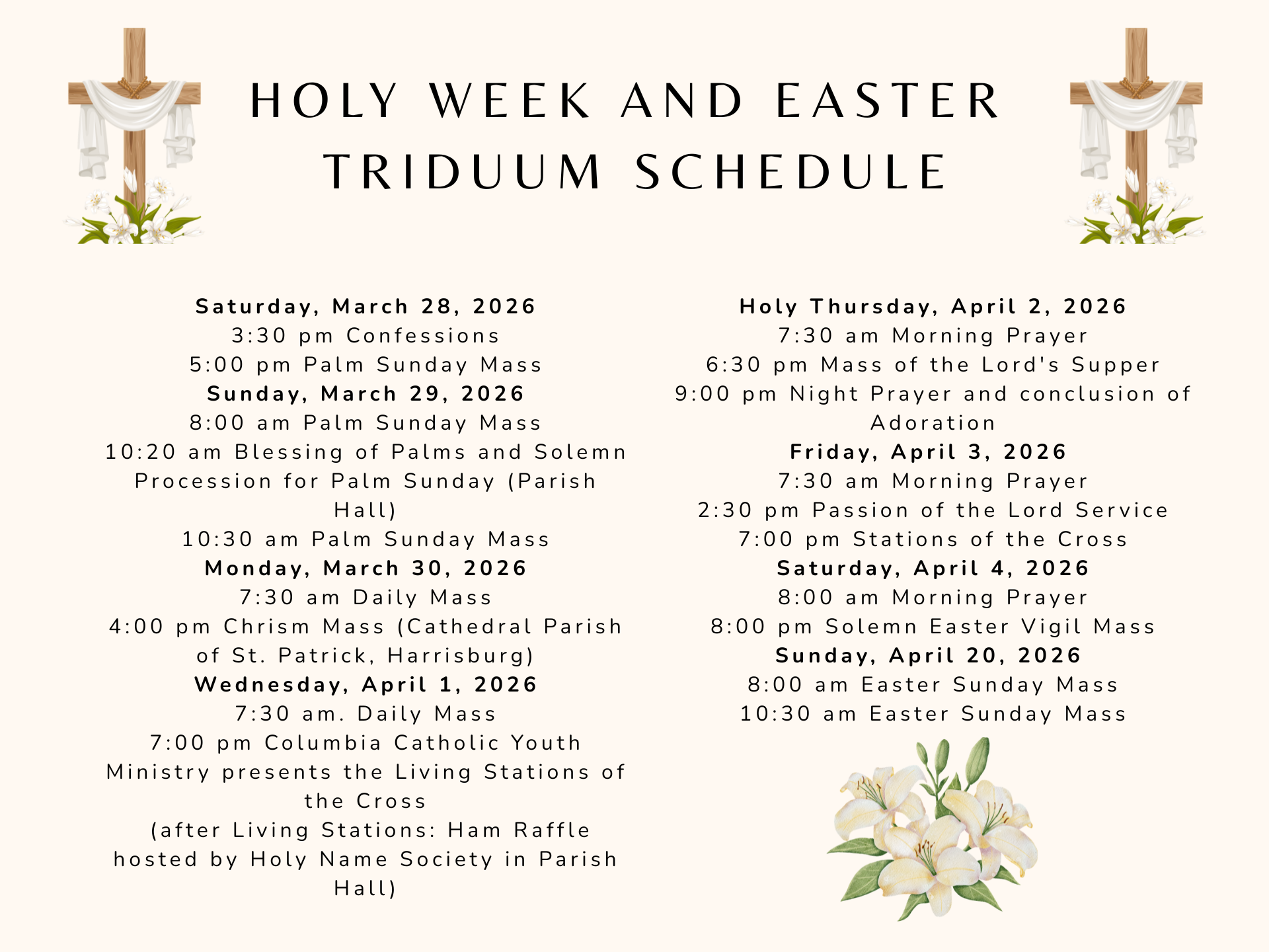 Easter Schedule 2026